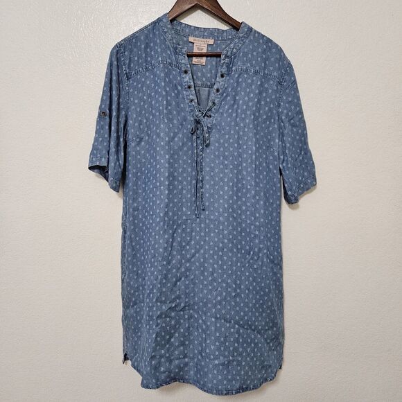 Philosophy 100% Tencel Boho Peasant Cottage Tunic Dress Chambray Pockets… - Picture 1 of 4